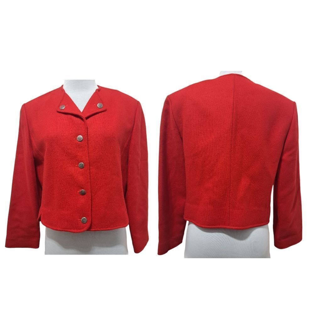 Vintage Pendleton Virgin Wool Cropped Jacket Red … - image 2